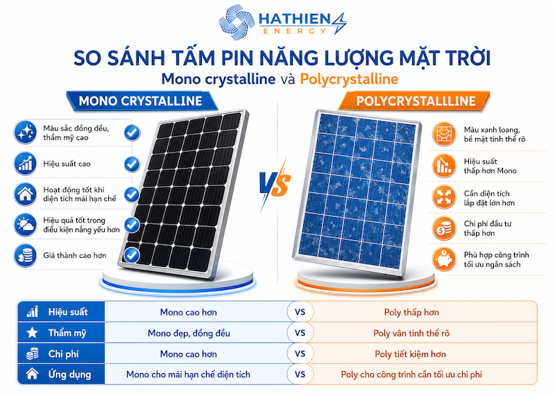 Mono crystalline vì sao đang phổ biến hơn poly