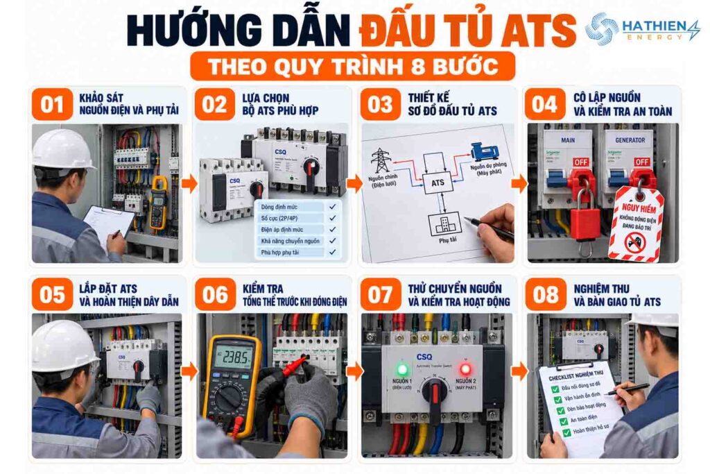 Hướng Dẫn Đấu Tủ ATS 8 Bước